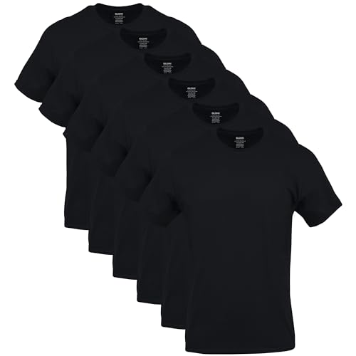 Gildan Men's Crew T-Shirts, Multipack, Style G1100, Black (6-Pack)