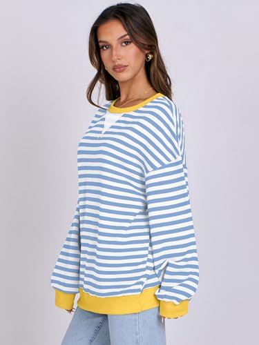 Women Striped Oversized Sweatshirt Long Sleeve