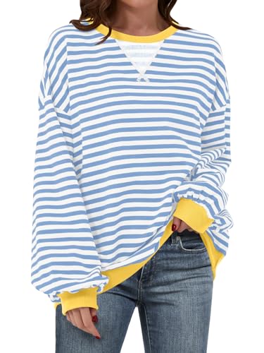 Women Striped Oversized Sweatshirt Long Sleeve