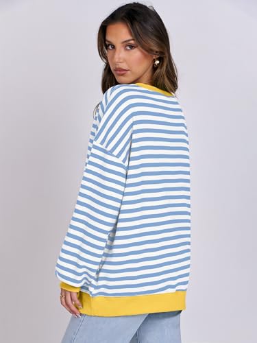 Women Striped Oversized Sweatshirt Long Sleeve