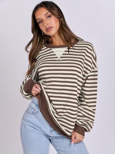 Women Striped Oversized Sweatshirt Long Sleeve