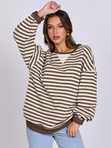 Women Striped Oversized Sweatshirt Long Sleeve