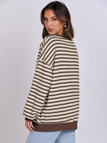 Women Striped Oversized Sweatshirt Long Sleeve