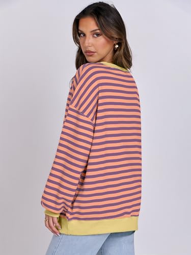 Women Striped Oversized Sweatshirt Long Sleeve