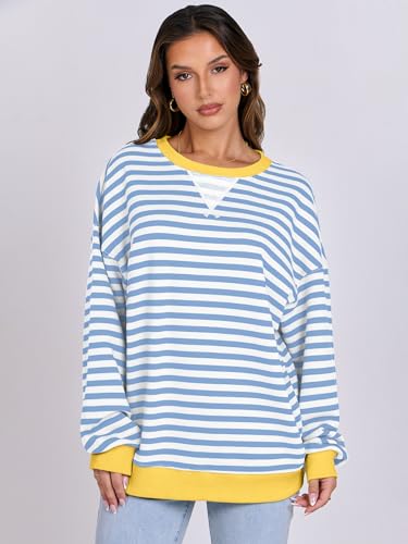 Women Striped Oversized Sweatshirt Long Sleeve