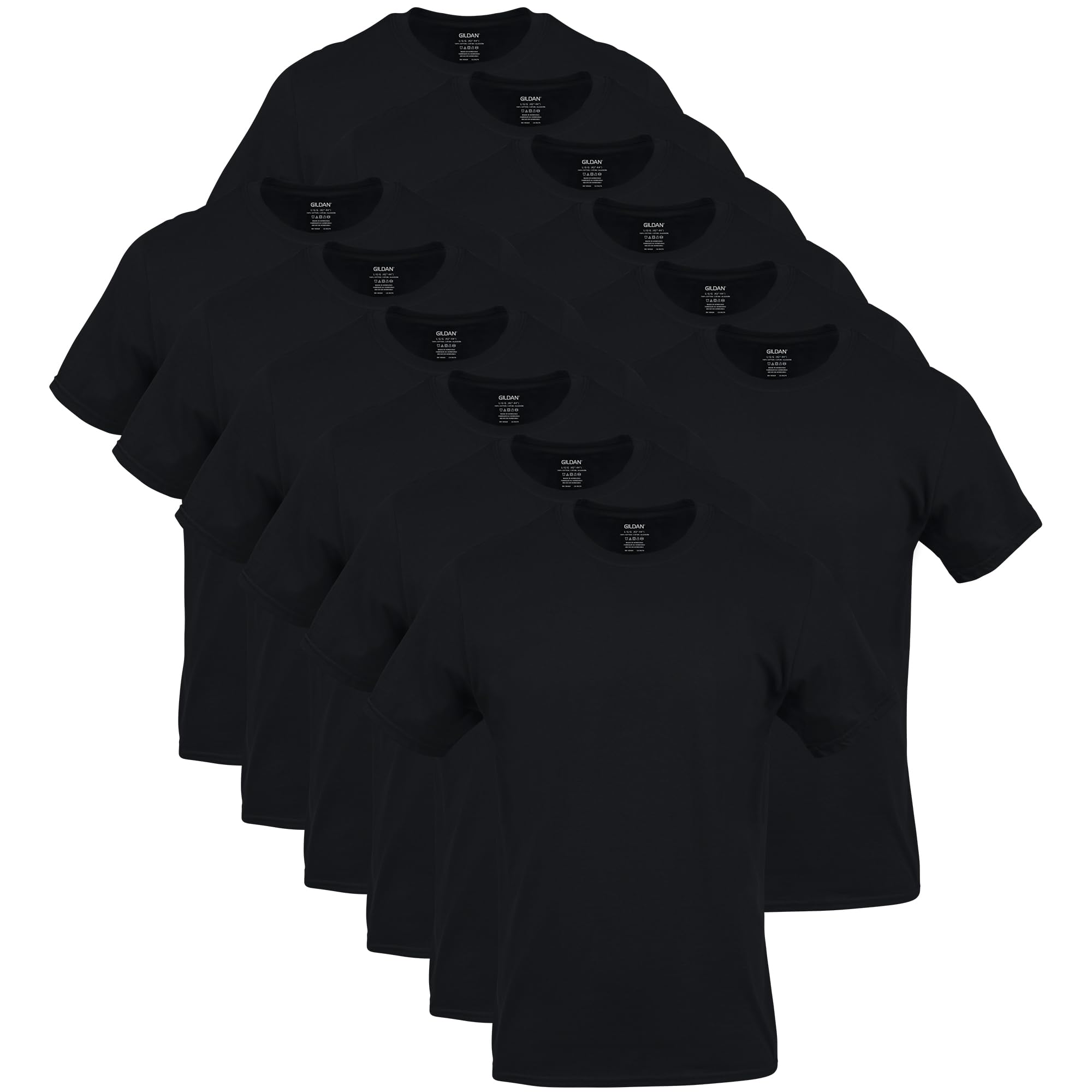 Gildan Men's Crew T-Shirts, Multipack, Style G1100, Black (6-Pack)