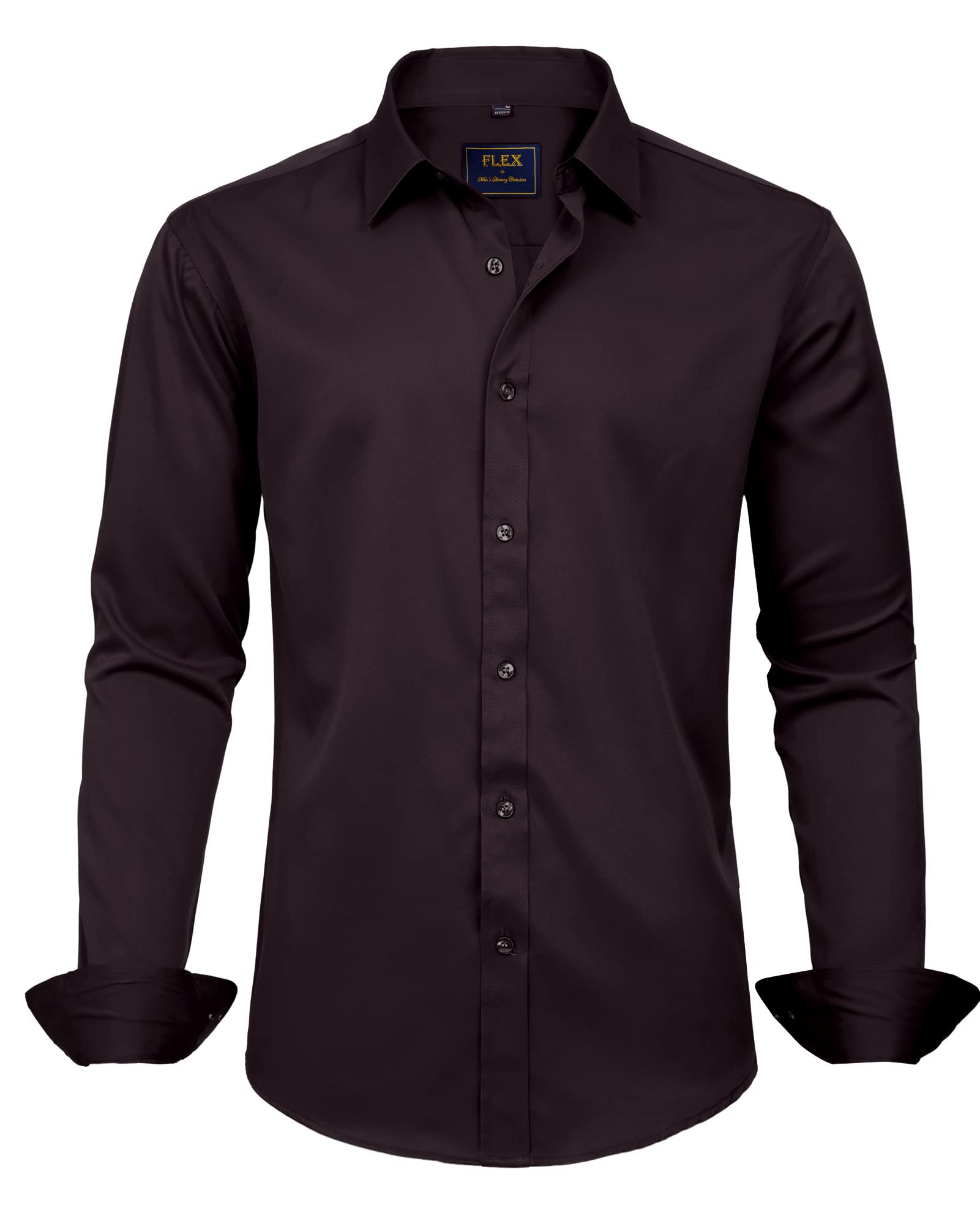 Men's Dress Shirts Solid Long Sleeve Stretch Wrinkle-Free Formal