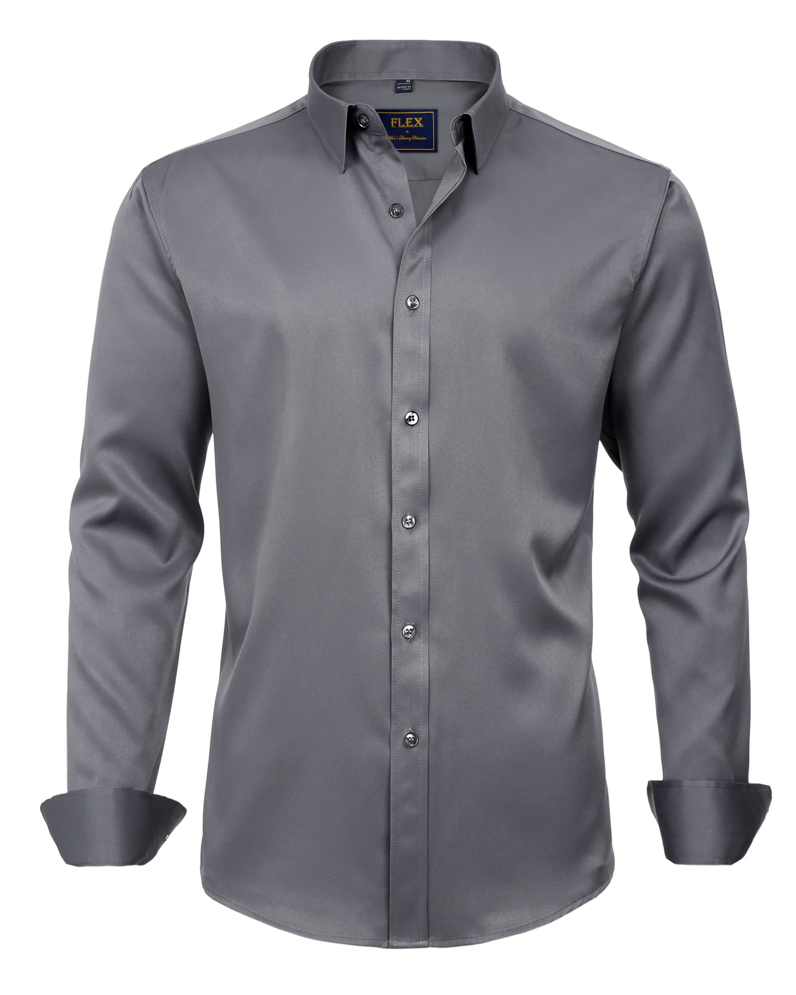 Men's Dress Shirts Solid Long Sleeve Stretch Wrinkle-Free Formal