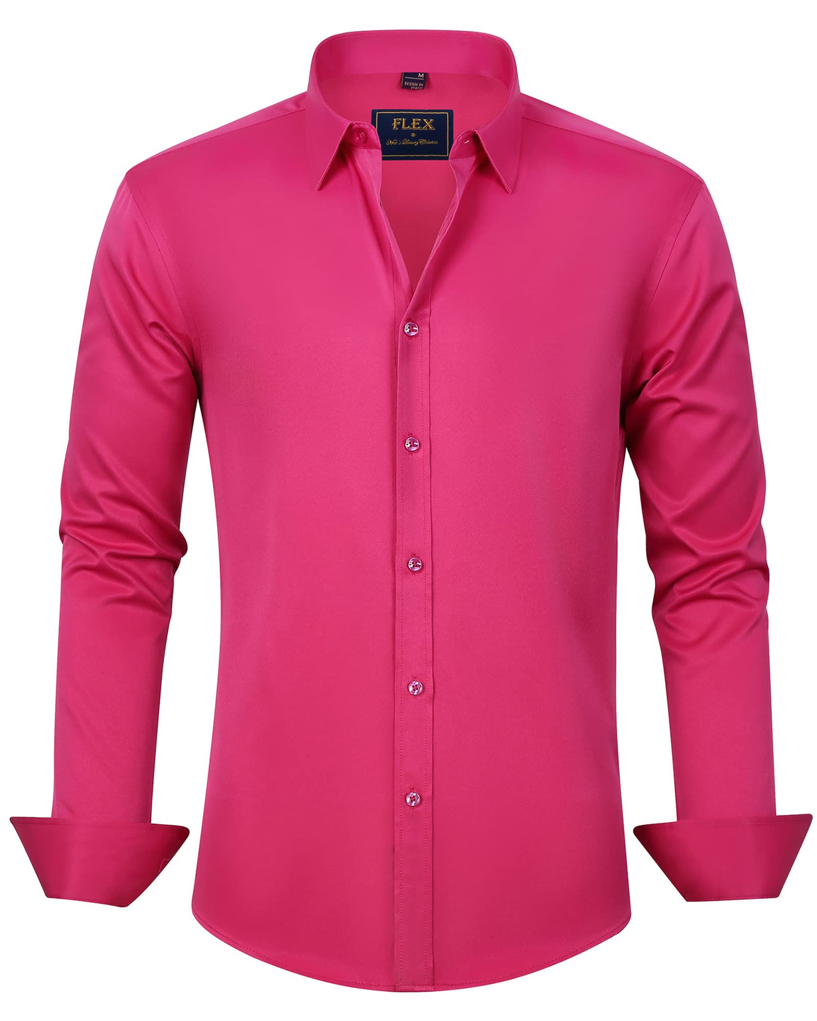 Men's Dress Shirts Solid Long Sleeve Stretch Wrinkle-Free Formal