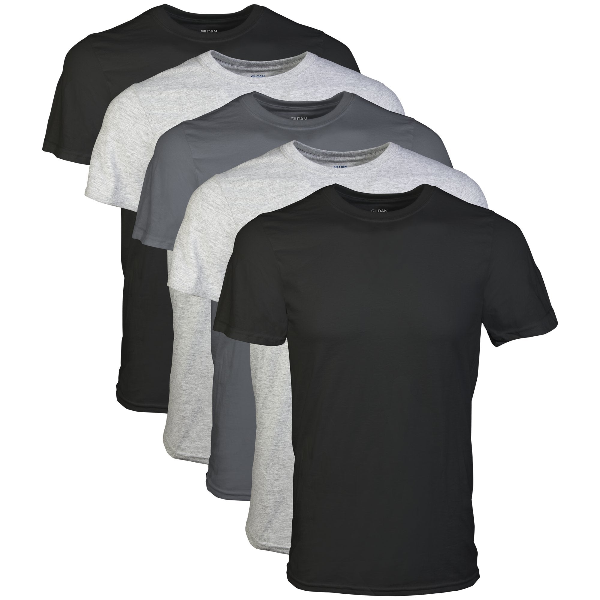 Gildan Men's Crew T-Shirts, Multipack, Style G1100, Black (6-Pack)