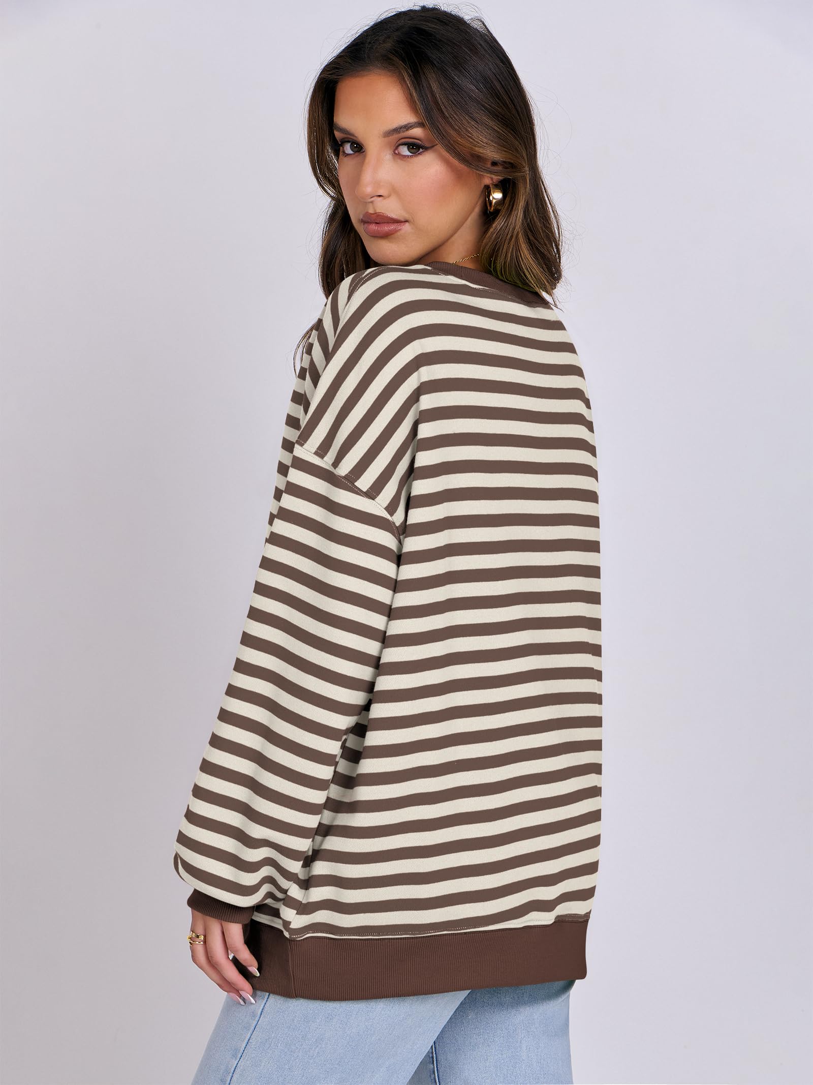 Women Striped Oversized Sweatshirt Long Sleeve