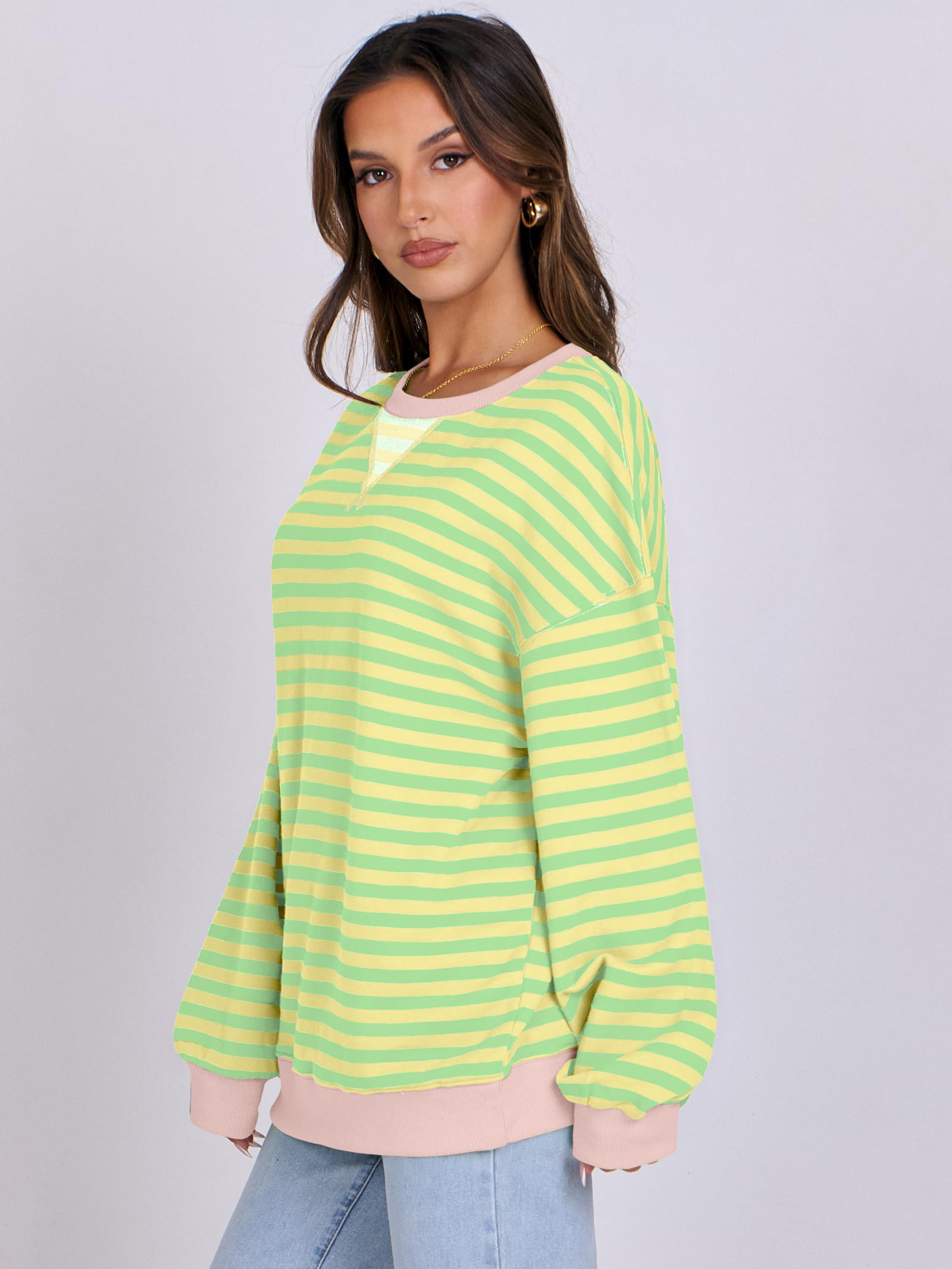 Women Striped Oversized Sweatshirt Long Sleeve