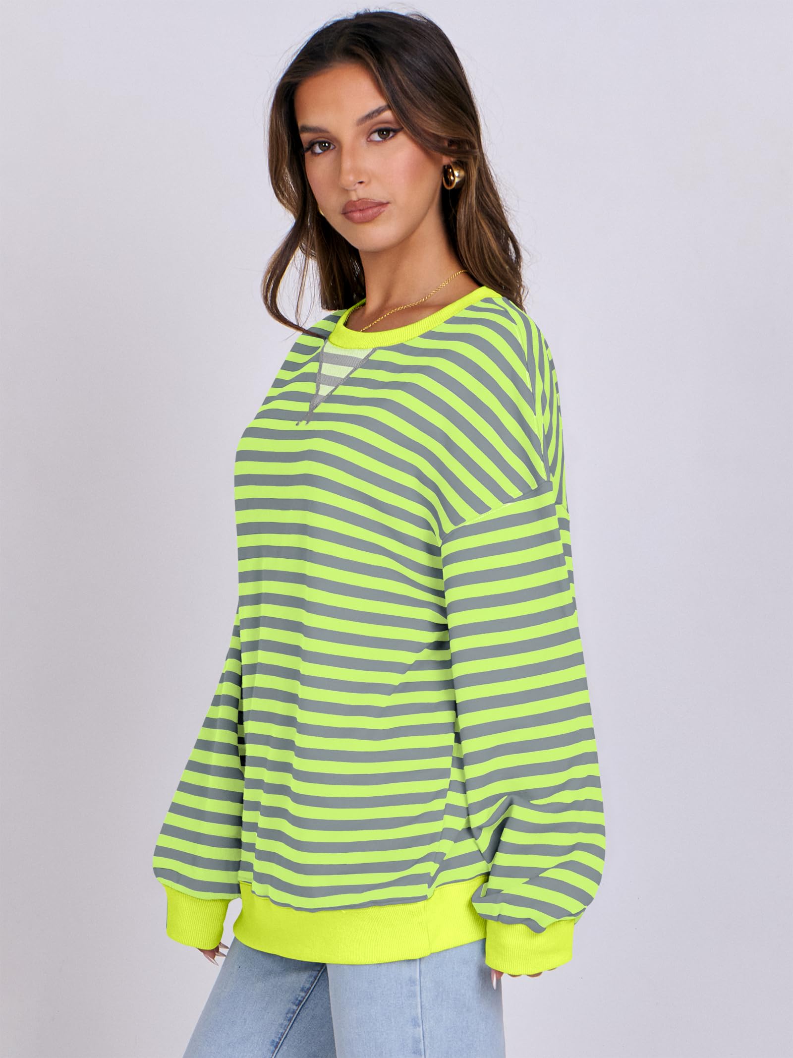 Women Striped Oversized Sweatshirt Long Sleeve