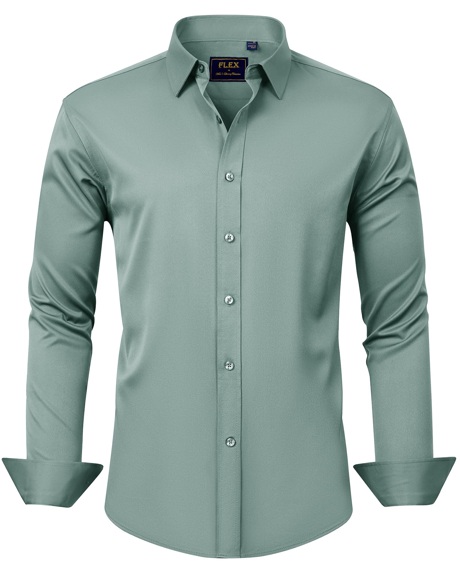 Men's Dress Shirts Solid Long Sleeve Stretch Wrinkle-Free Formal