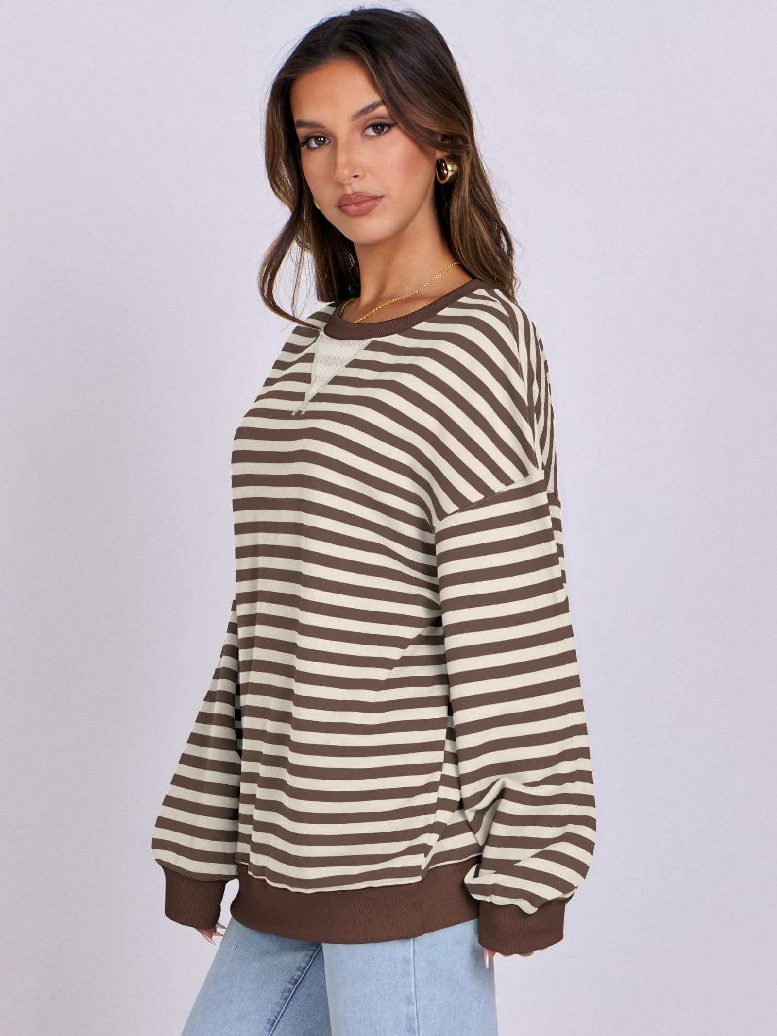 Women Striped Oversized Sweatshirt Long Sleeve