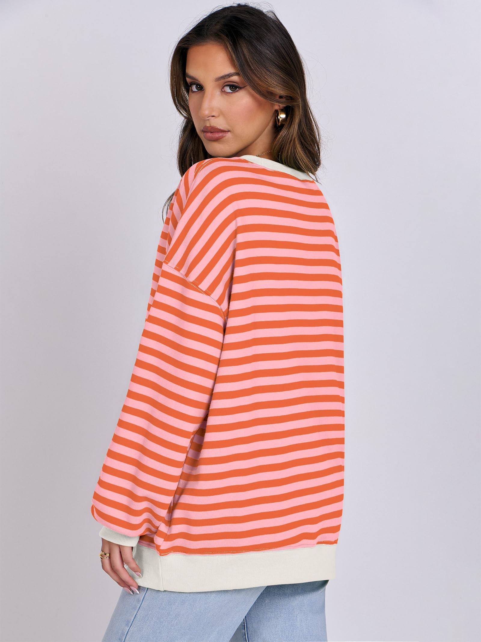 Women Striped Oversized Sweatshirt Long Sleeve