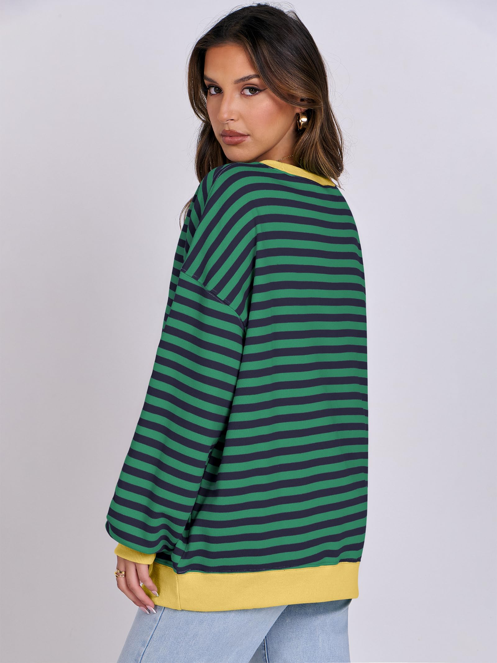 Women Striped Oversized Sweatshirt Long Sleeve