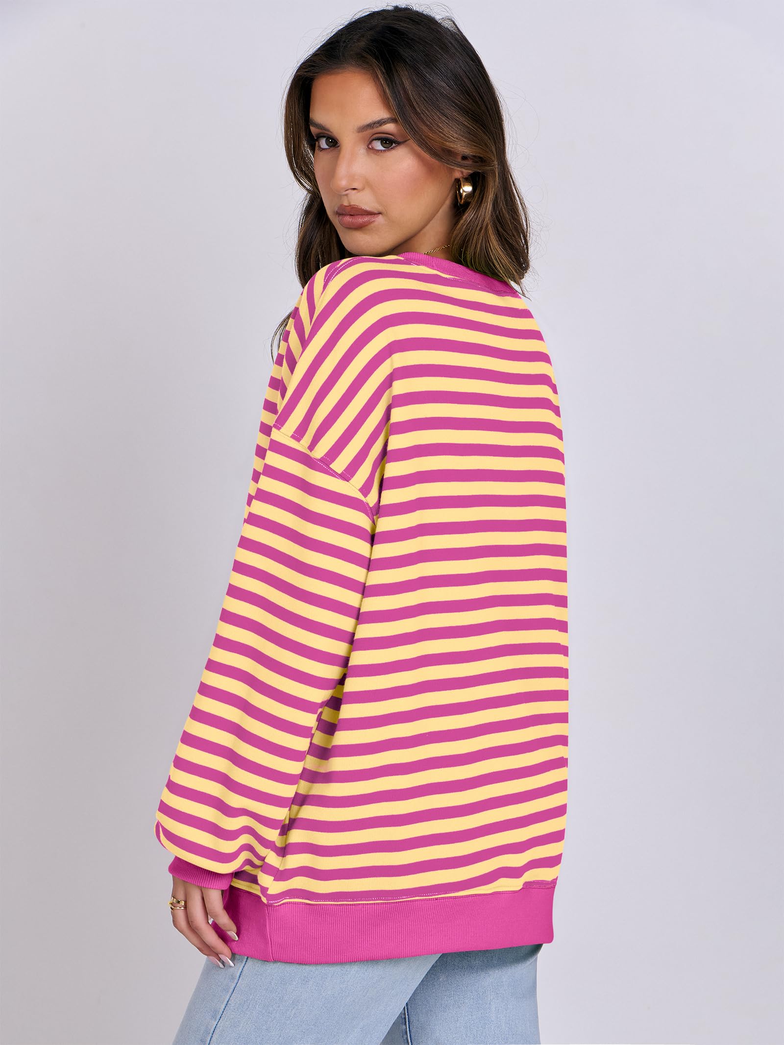 Women Striped Oversized Sweatshirt Long Sleeve