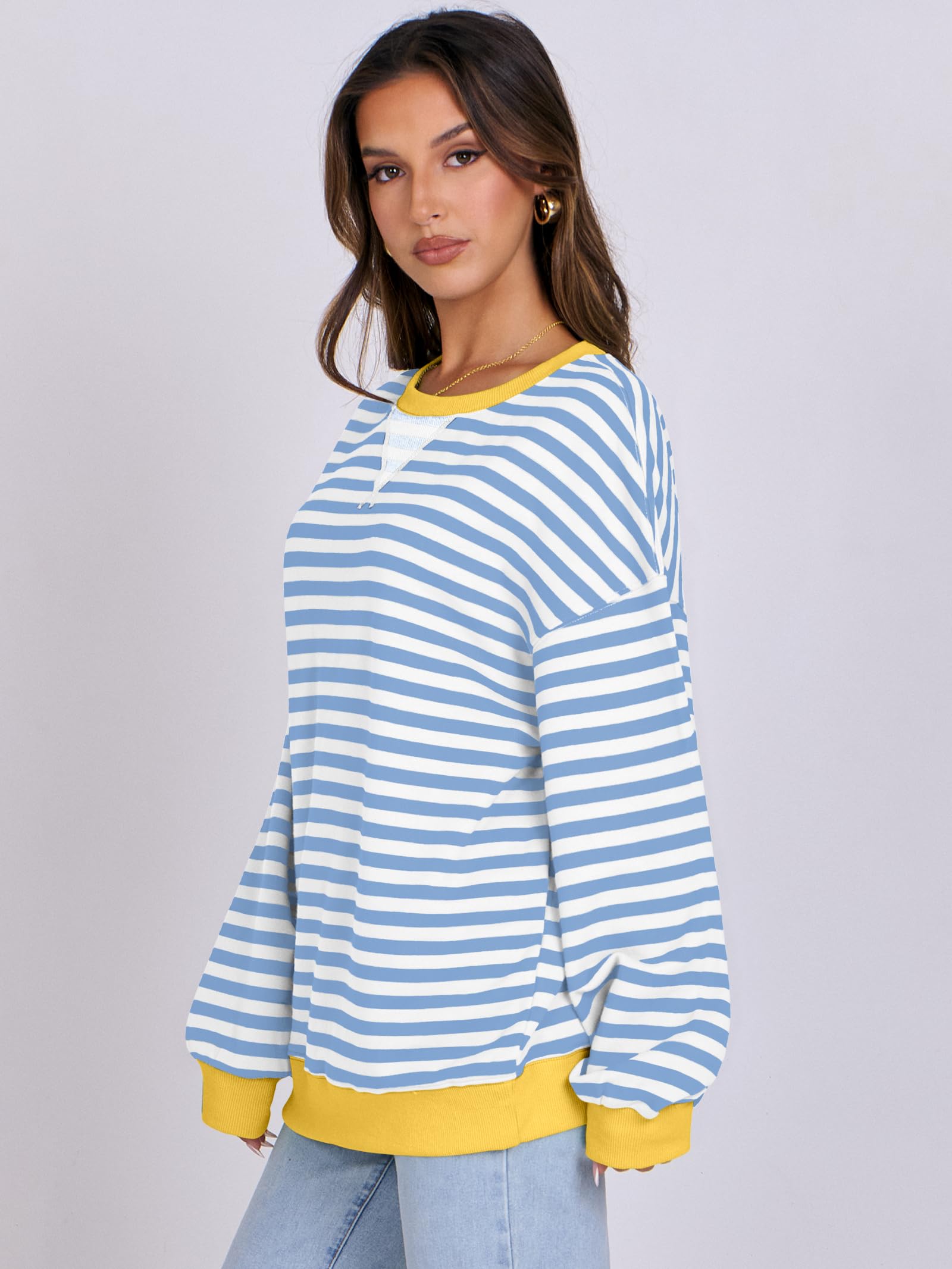 Women Striped Oversized Sweatshirt Long Sleeve