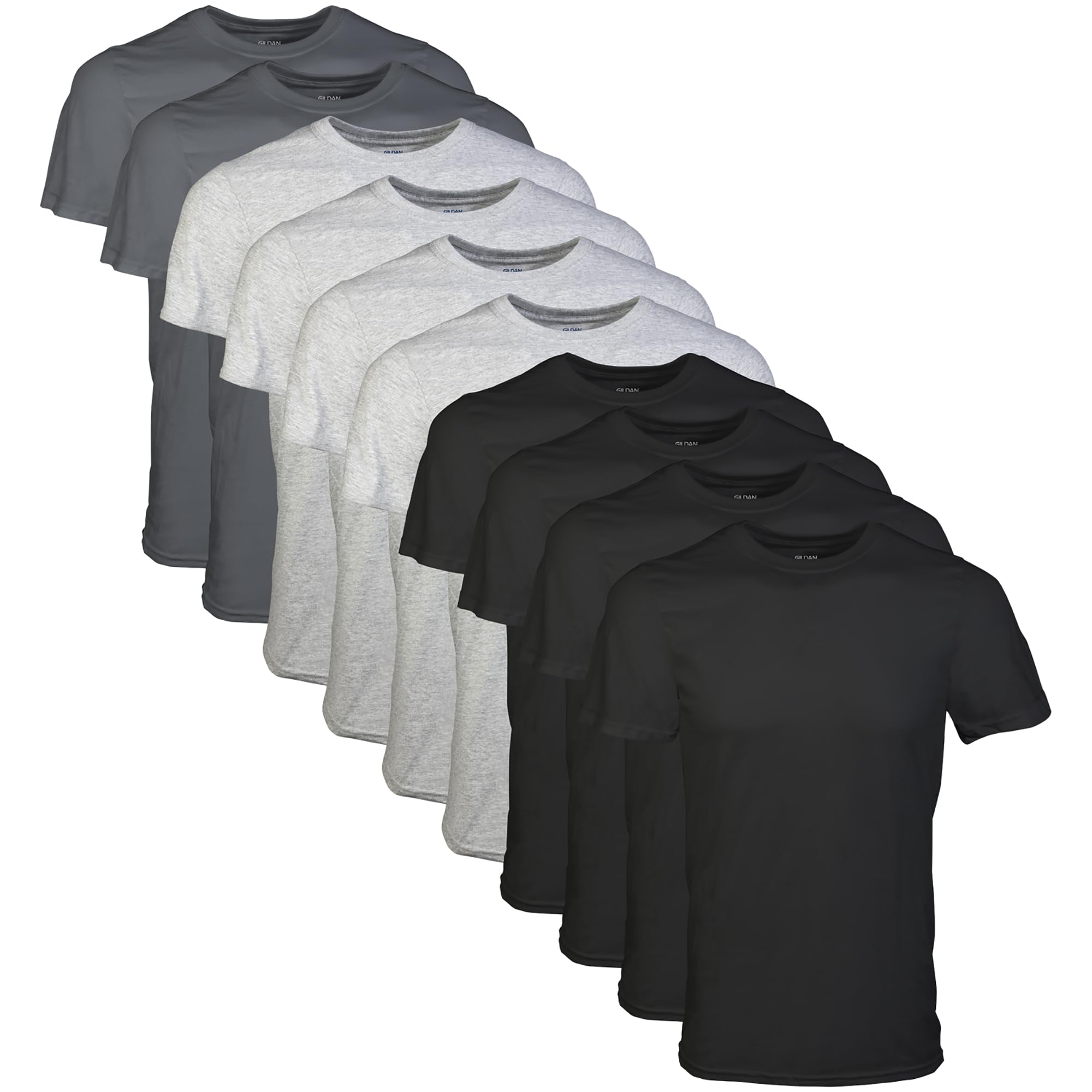 Gildan Men's Crew T-Shirts, Multipack, Style G1100, Black (6-Pack)