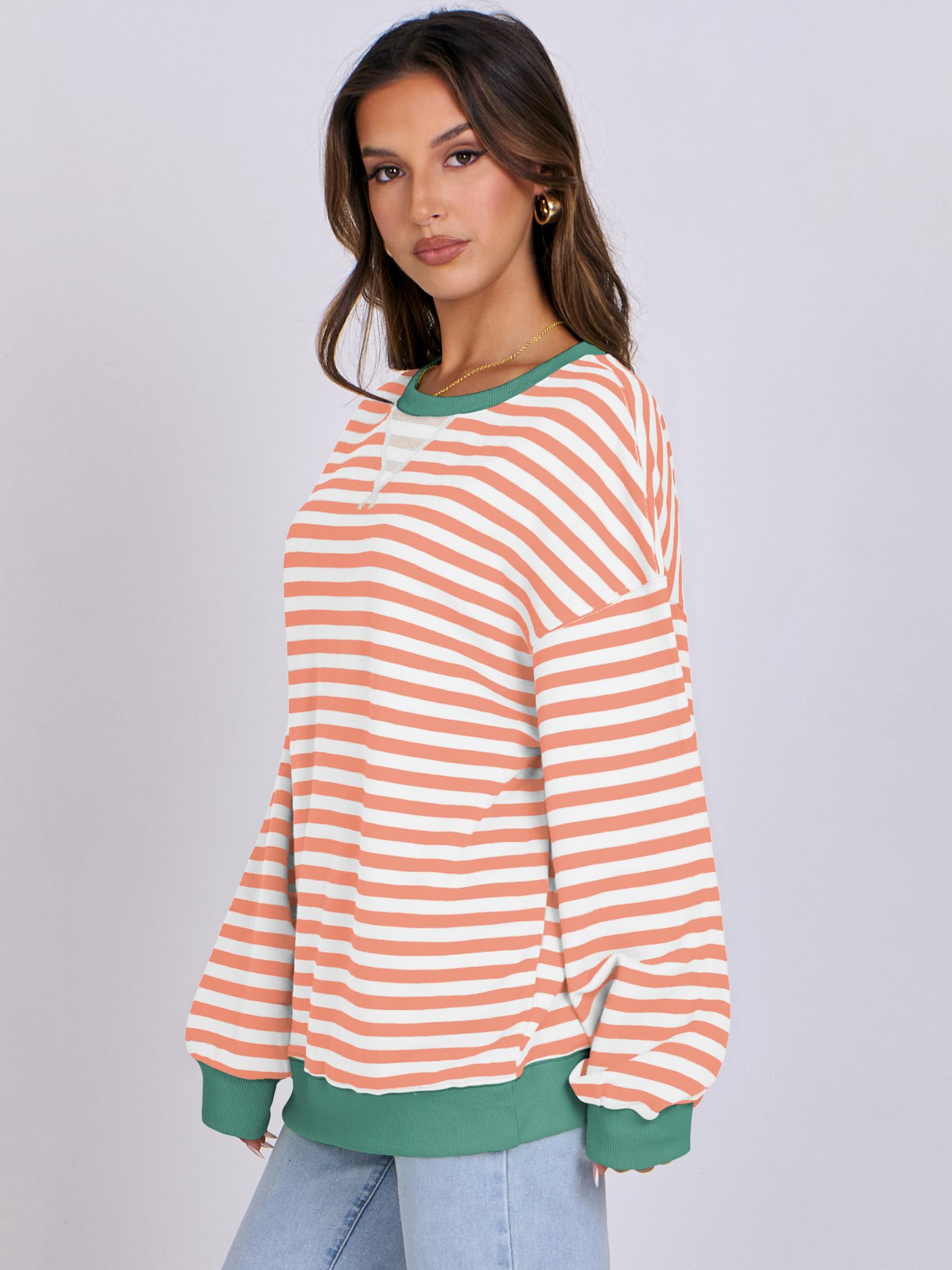 Women Striped Oversized Sweatshirt Long Sleeve