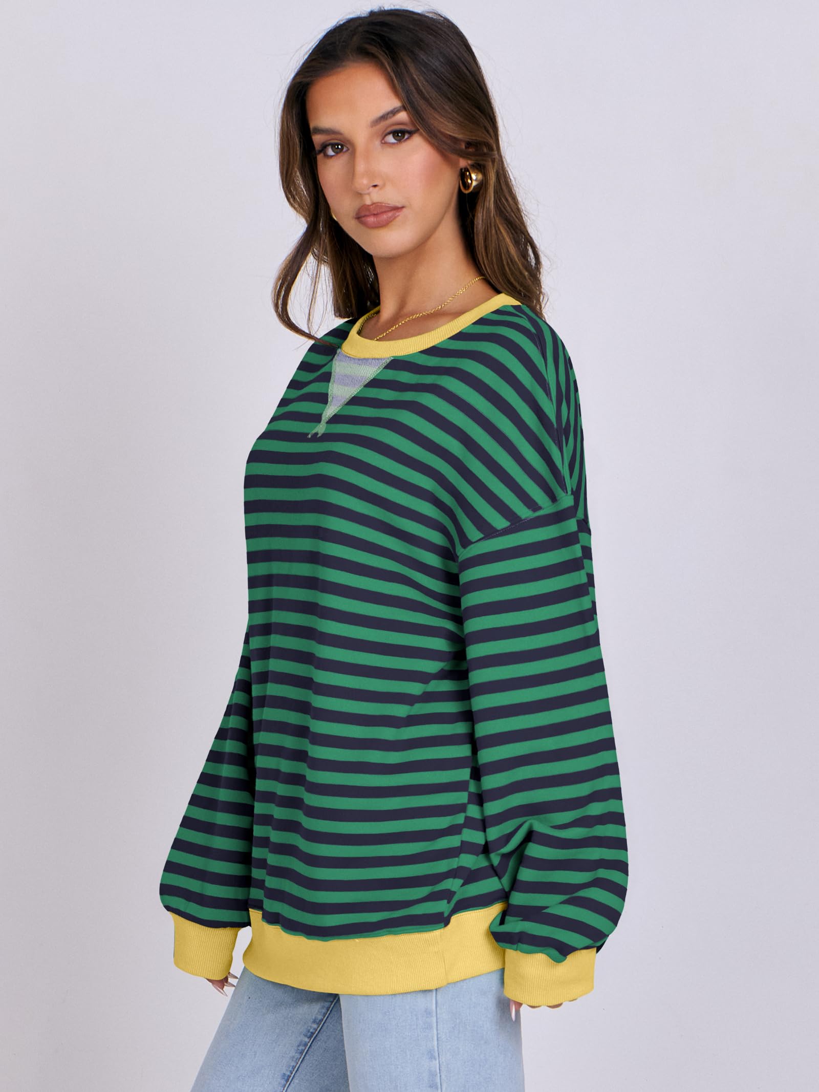 Women Striped Oversized Sweatshirt Long Sleeve