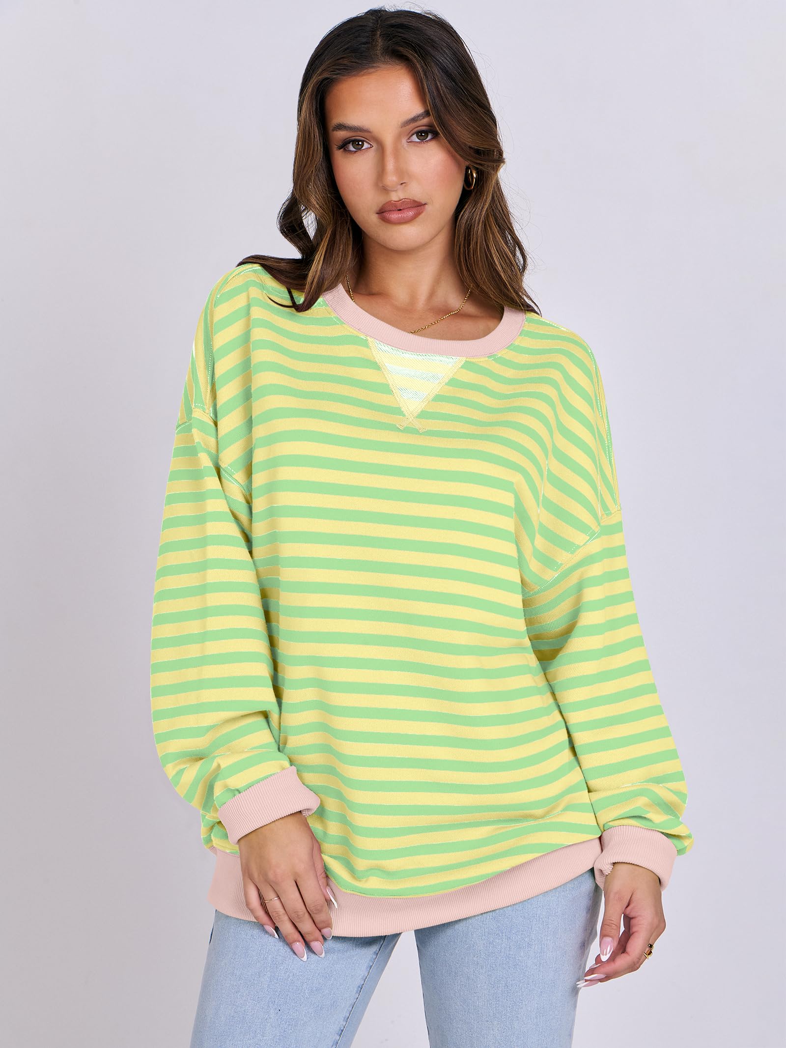 Women Striped Oversized Sweatshirt Long Sleeve