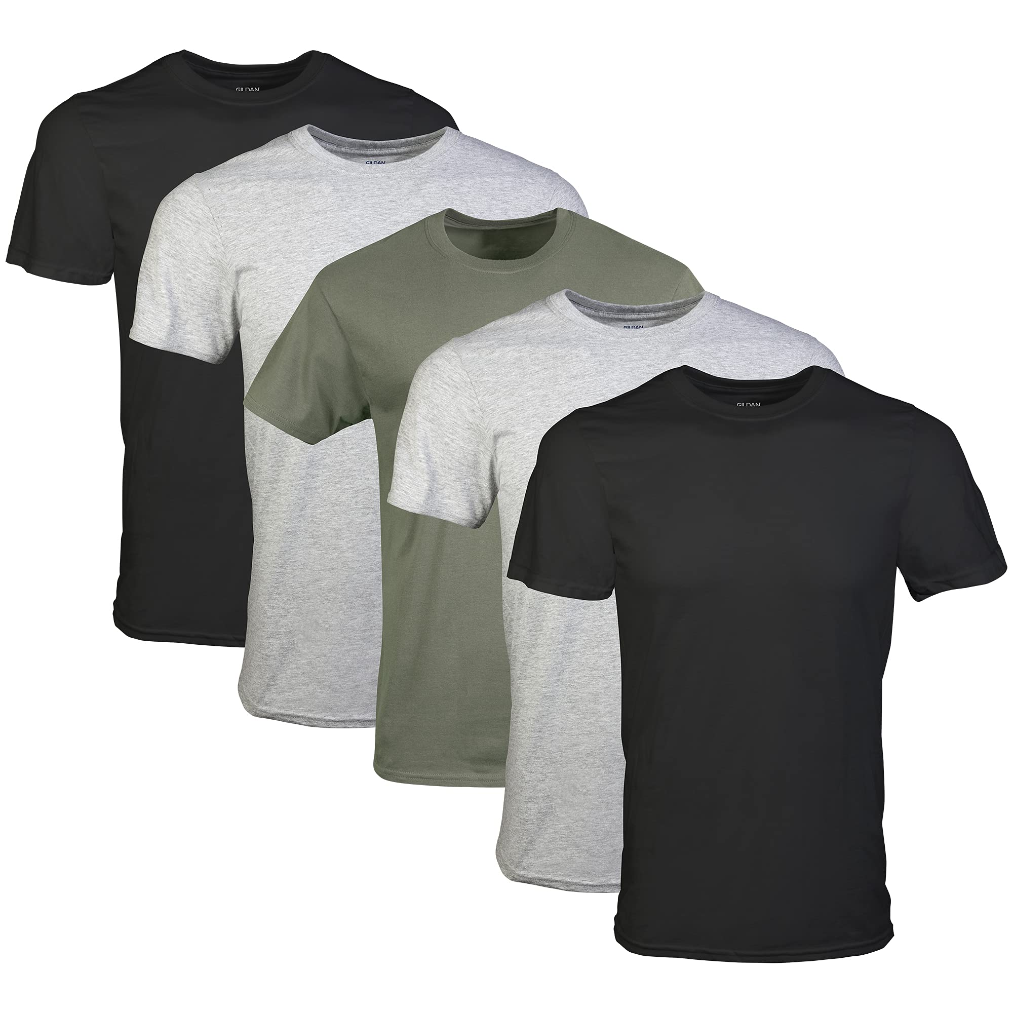 Gildan Men's Crew T-Shirts, Multipack, Style G1100, Black (6-Pack)