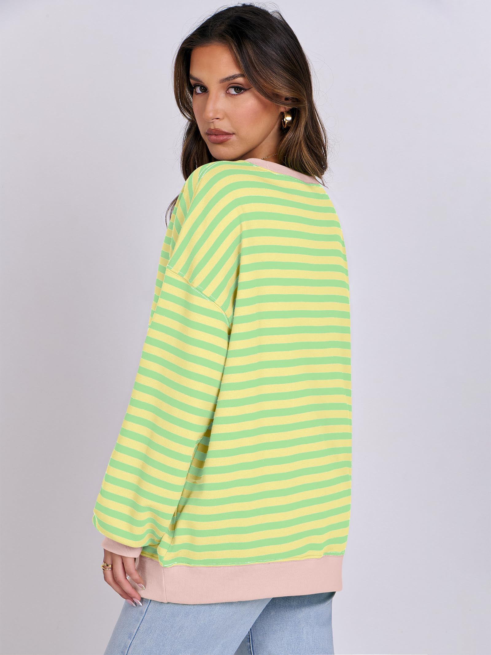 Women Striped Oversized Sweatshirt Long Sleeve