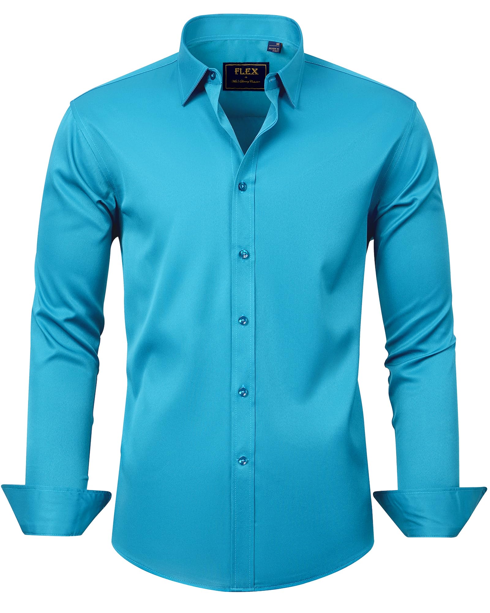 Men's Dress Shirts Solid Long Sleeve Stretch Wrinkle-Free Formal