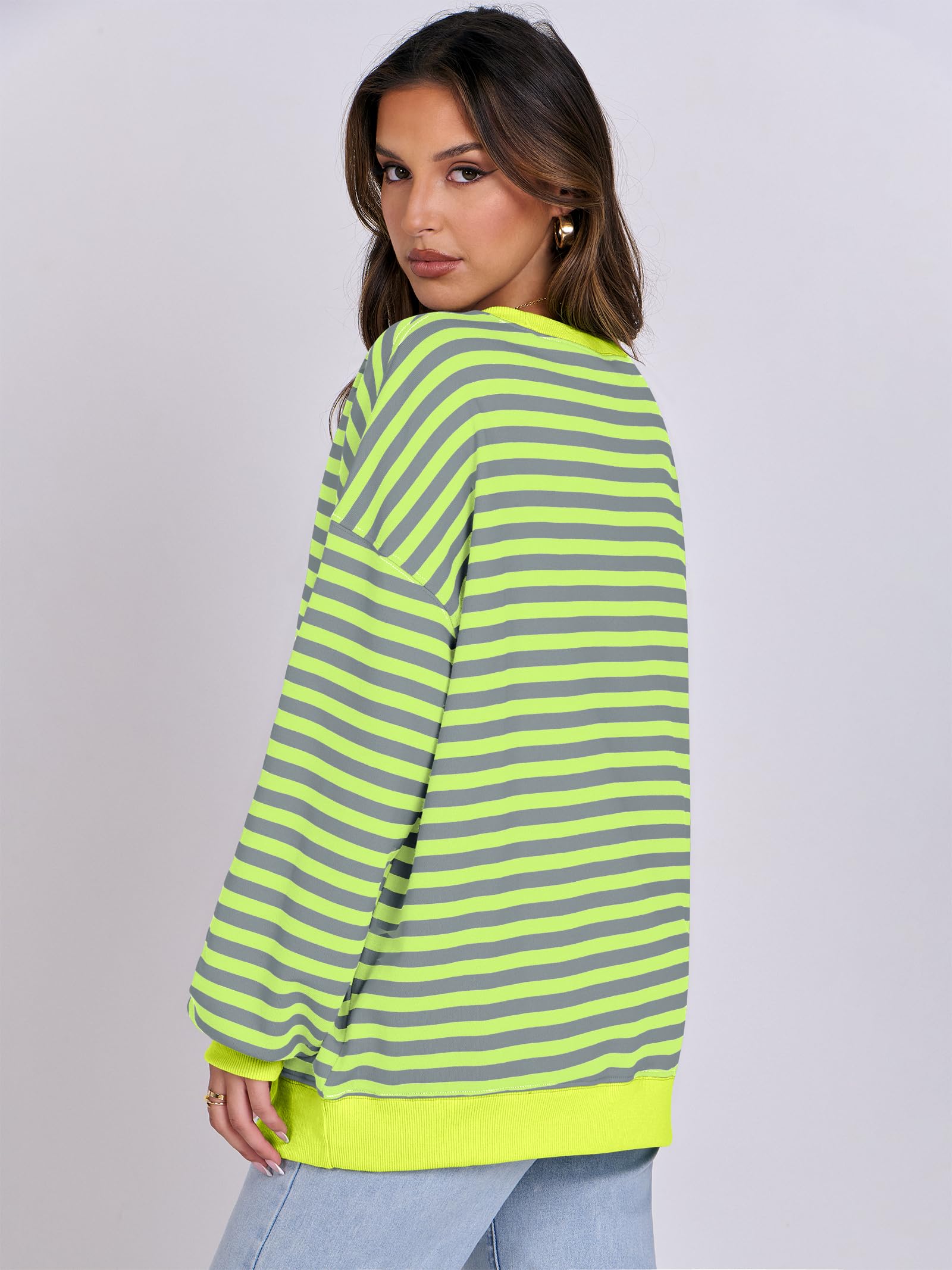 Women Striped Oversized Sweatshirt Long Sleeve