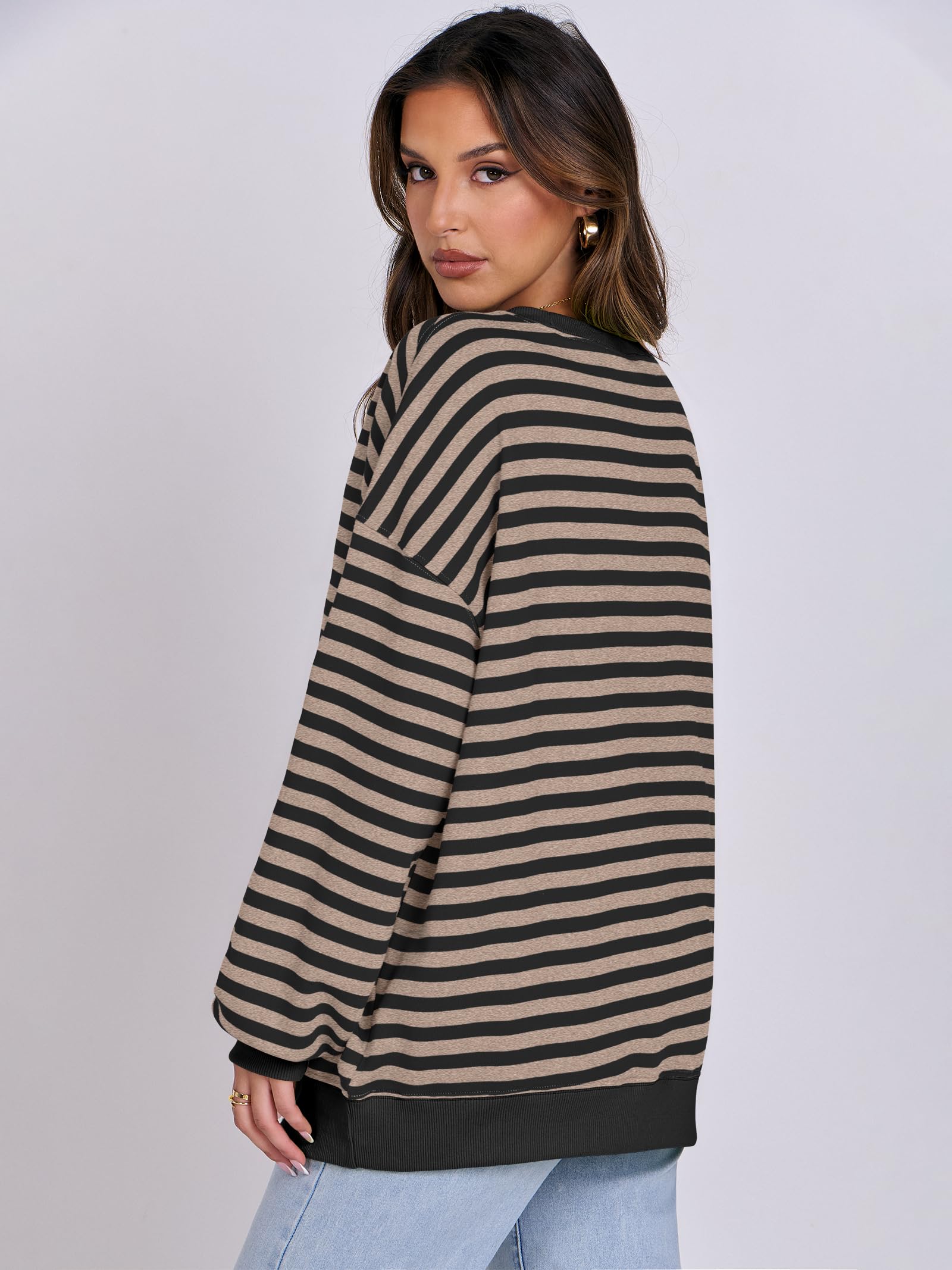 Women Striped Oversized Sweatshirt Long Sleeve