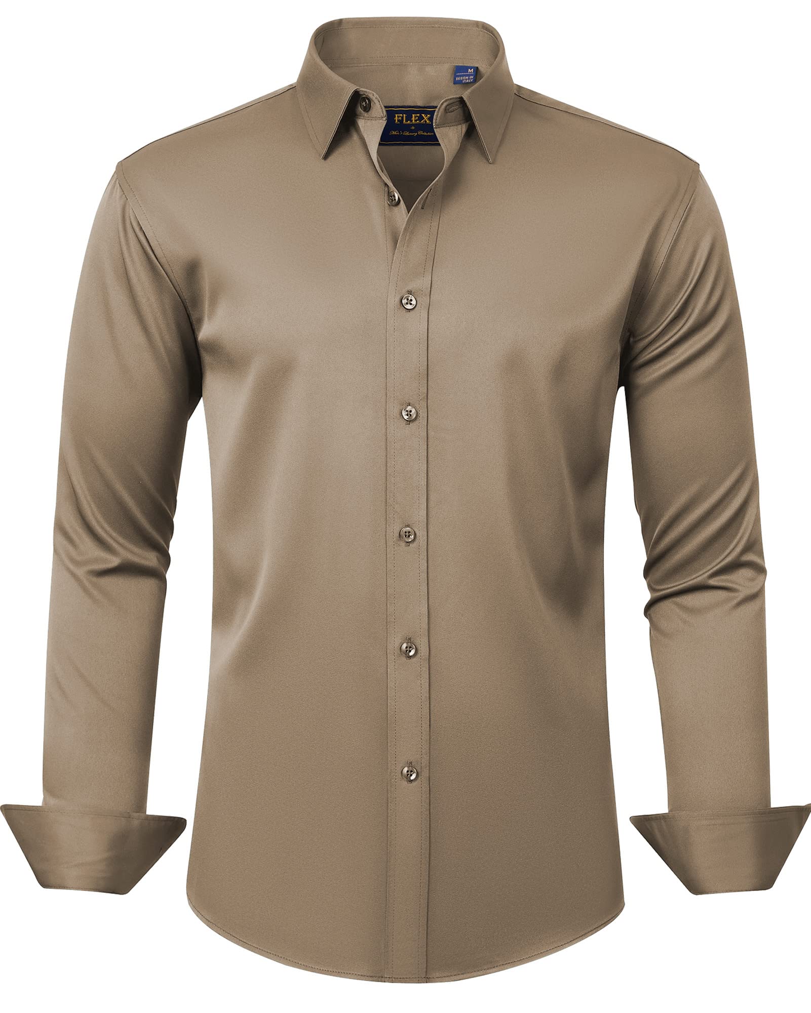 Men's Dress Shirts Solid Long Sleeve Stretch Wrinkle-Free Formal