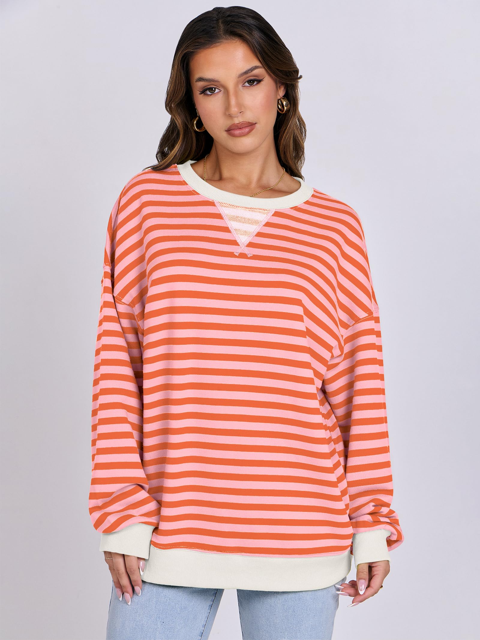 Women Striped Oversized Sweatshirt Long Sleeve