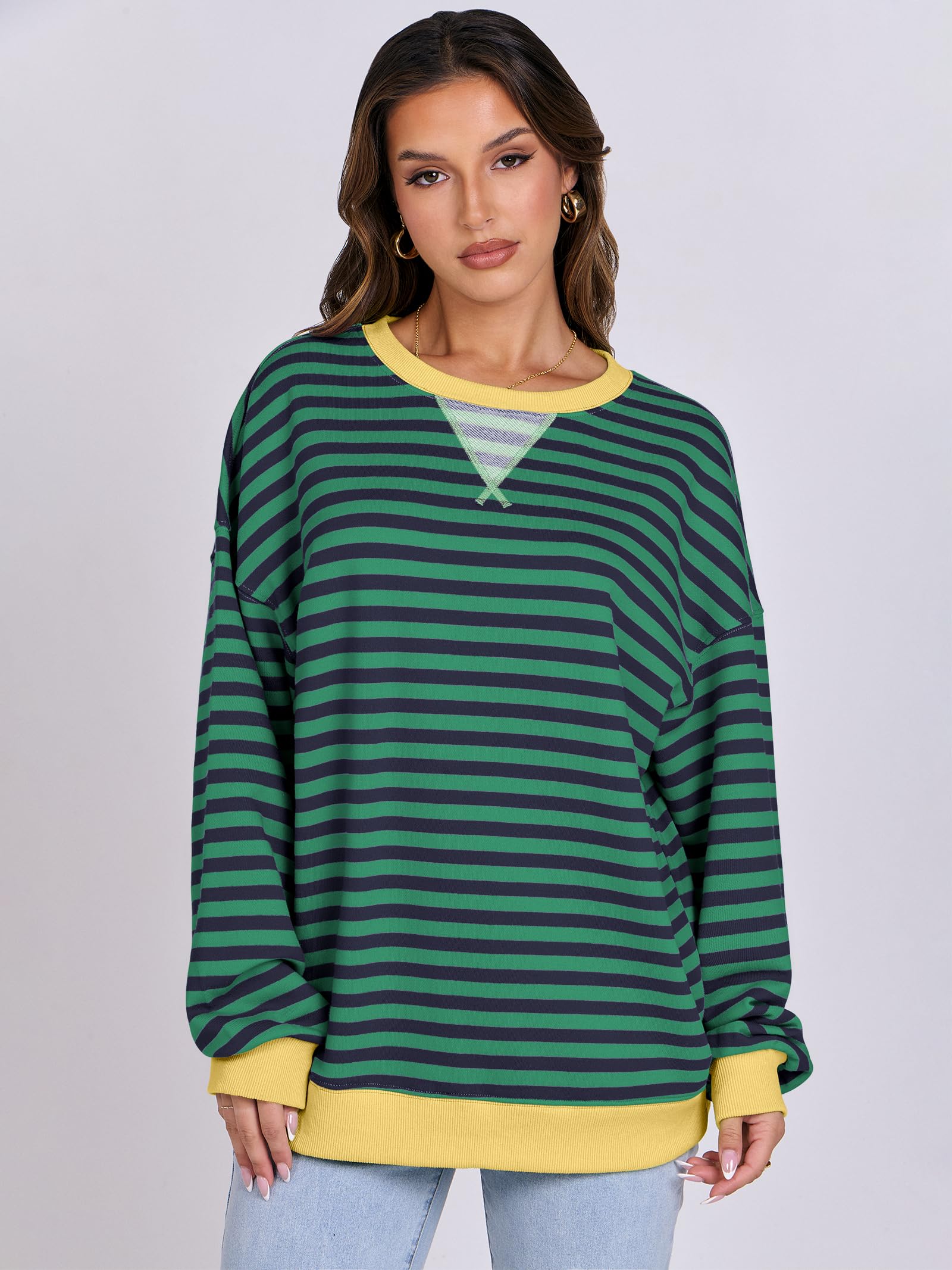 Women Striped Oversized Sweatshirt Long Sleeve