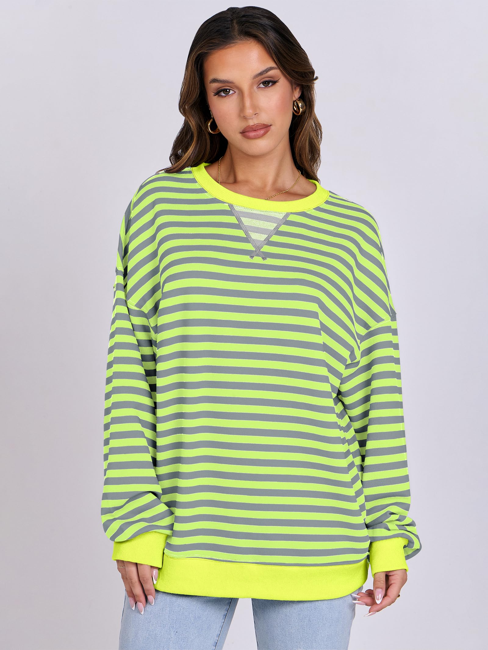 Women Striped Oversized Sweatshirt Long Sleeve